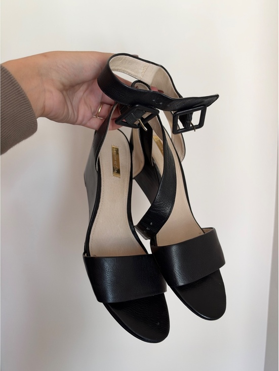 Louise et Cie Shoes - Louise et Cie Black Leather Wedge Sandals Women’s Size 9.5M / 41 Ankle Strap